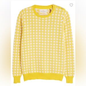 Lindex Holly & Whyte Yellow and White pattern Crewneck Sweater size small